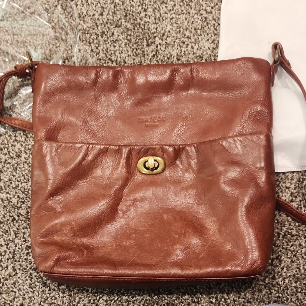 Margot NEW YORK Brown Leather Crossbody Bag